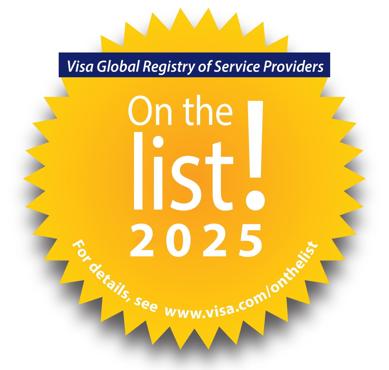 Visa Global Registry of Service Providers - On the list! 2025
